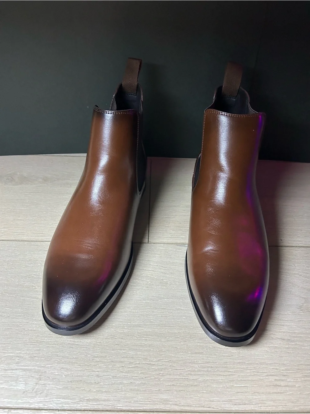 Zara Men's Brown Leather Chelsea Boots